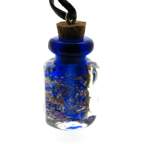 Lachrymatory Style Navy Glass Bottle Pendant